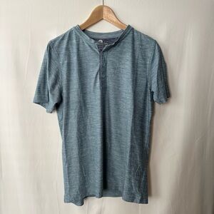 Men's Heather Blue Henley Shirt - Small